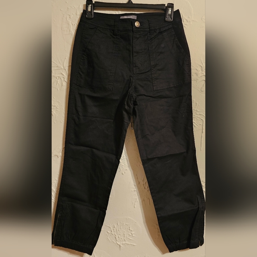 New Lisa Rinna Women's Black Crop Pants Ankle Zipper Size 0